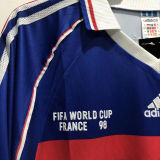 1998 France Home Long Sleeve Retro Soccer Jersey