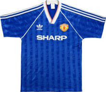 1988/90 M Utd Away Blue Retro Soccer Jersey