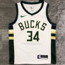 2021 Bucks Antetokounmpo #34 White NBA Jerseys Hot Pressed