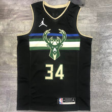 2021 Bucks Jordan Antetokounmpo #34 Black NBA Jerseys Hot Pressed