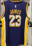 LA Lakers James # 23 V-Neck Purple NBA Jerseys Hot Pressed