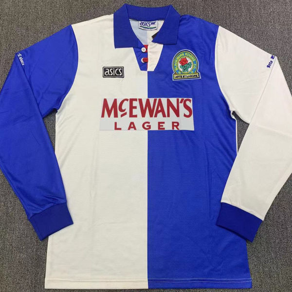 1994/95 Blackburn Rovers Home Retro Long Sleeve Soccer Jersey