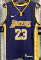 LA Lakers James # 23 V-Neck Purple NBA Jerseys Hot Pressed