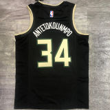 2021 Bucks Jordan Antetokounmpo #34 Black NBA Jerseys Hot Pressed