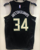 2021 Bucks Jordan Antetokounmpo #34 Black NBA Jerseys Hot Pressed