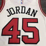 Bulls JDRDAN #45 White NBA Jerseys Hot Pressed
