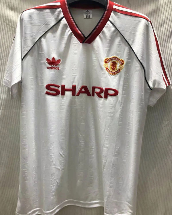 1988/90 M Utd Away White Retro Soccer Jersey