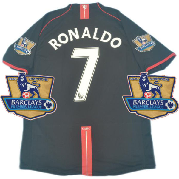 RONALDO #7 2007-08 M Utd Away Black Retro Jersey 英超字体带06/07英超双金章
