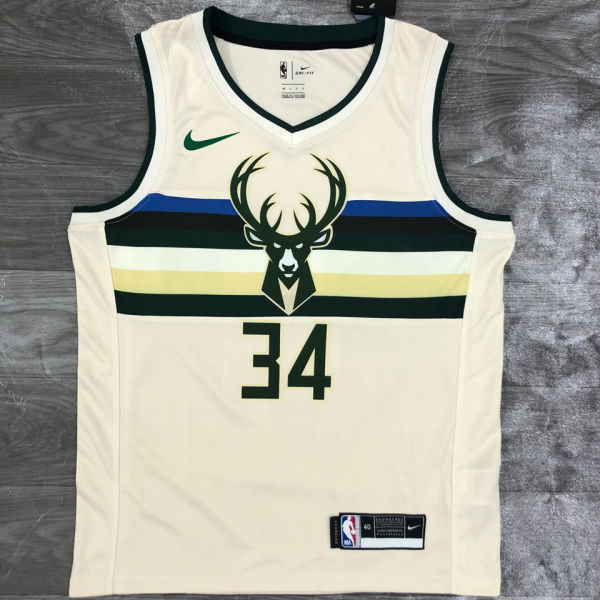 2021 Bucks Antetokounmpo #34 White NBA Jerseys Hot Pressed
