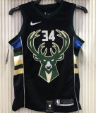 2021 Bucks Antetokounmpo #34 Black NBA Jerseys Hot Pressed