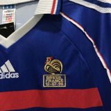 1998 France Home Long Sleeve Retro Soccer Jersey