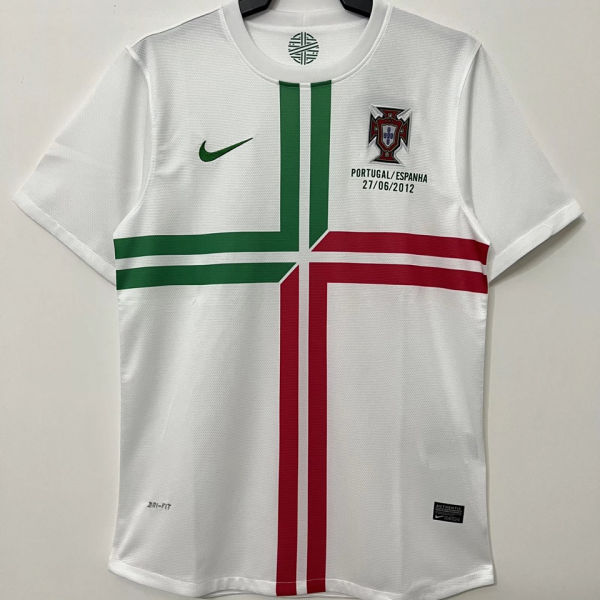 2012 Portugal Away White Retro Soccer Jersey