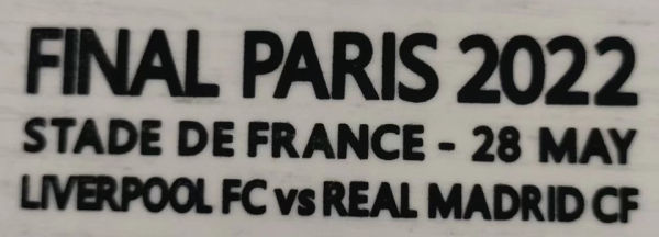 UCL FINAL PARIS 2022 Fonts 黑色欧冠胸前小字  (You can buy it OR tell us which jersey to print it on. )