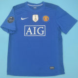 2008/09 M Utd Blue Long Sleeve Retro Jersey