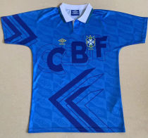 1992 Brazil Away Blue Retro Soccer Jersey