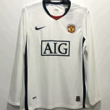 RONALDO #7 M Utd White Retro Long Sleeve Jersey 2008/09 (Have Patch 带 07/08 CHAMPIONS 金 英超双臂章 FA Premier League Font 英超字体 )