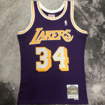 1996/97 Lakers O'NEAL #34 Retro Purple NBA Jerseys热压