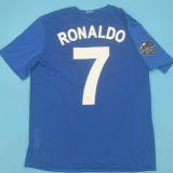 RONALDO #7 2008-09 M Utd Away Retro Jersey 欧冠字体 07/08球+2008世俱杯金章