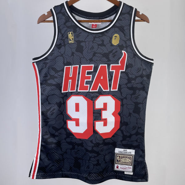 1993 Miami Heat BAPE×M&N #93 Black  NBA Jerseys