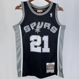 1998/99 Spurs DUNCAN #21 Black Retro NBA Jerseys 热压