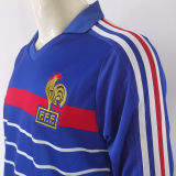 1982/84 France Home Blue Retro Long Sleeve Jersey