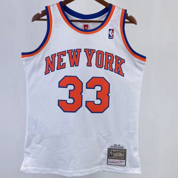 1991/92 NY Knicks EWING #33 White Retro NBA Jerseys 热压