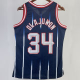 1996/97 Rockets  OLAJUWON #34 Blue  Retro NBA Jerseys 热压