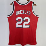 1983/84 Trail Blazers DREXLER #22 Red  Retro NBA Jerseys 热压