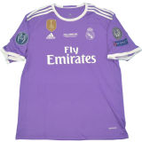 RONALDO # 7 RM Purple UCL FINAL CARDIFF 2017 Retro Jersey 2016/17 (Have All Patch) (2016+11) 全套章 +2017胸前小字