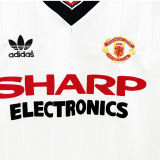 1982/83 M Utd Away White Long Sleeve Retro Soccer Jersey