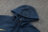2024 France Sapphire Blue Hoody Zipper Jacket Tracksuit