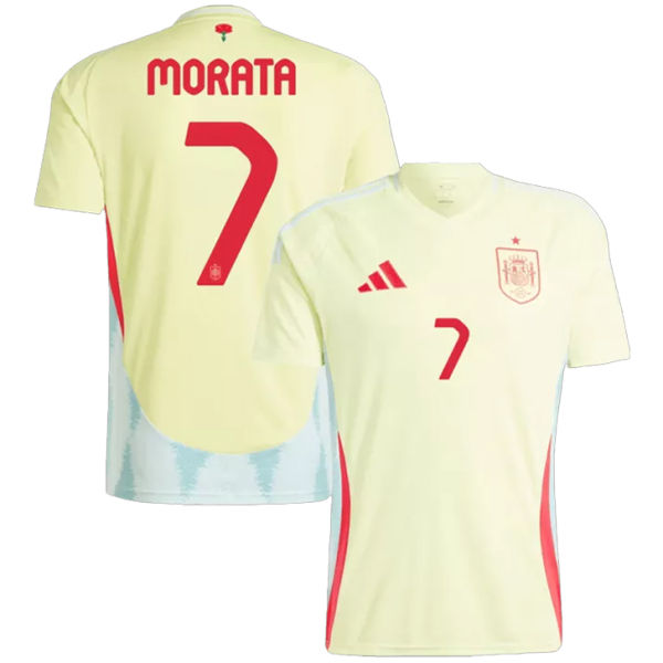 MORATA #7 Spain Away Yellow Fans Jersey  2024/25