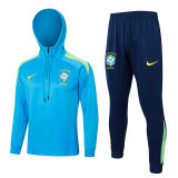 2024/25 Brazil Blue Hoody Zipper Jacket Tracksuit