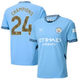 CHAMPIONS #24 Man City Home Blue Fans Jersey 2024/25 新款