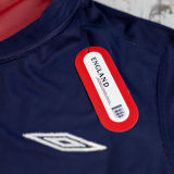 2002 England Away Blue & Red Retro Soccer Jersey (Double-sided)  双面