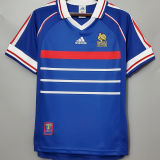 ZIDANE #10 France Home Blue Retro Soccer Jersey 1998  (右胸带小字)