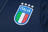 2025 Italy Sapphire Blue Hoody Zipper Jacket Windbreaker
