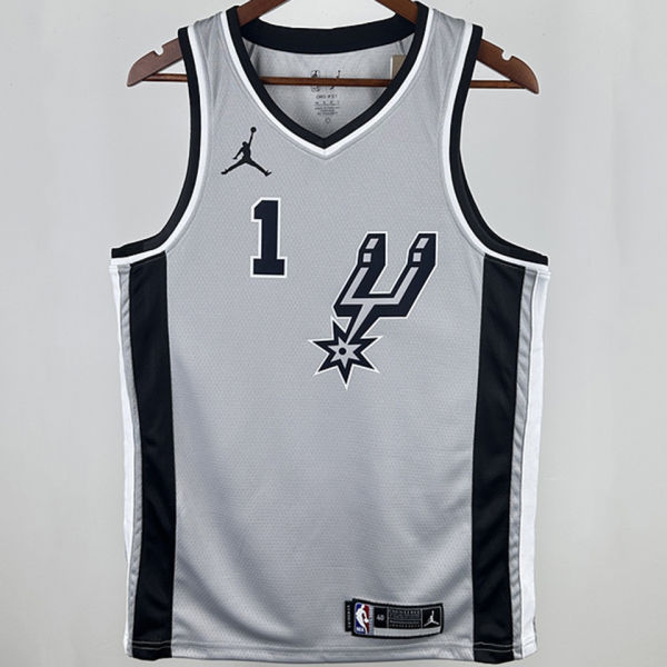 2021 Spurs WEMBANYAMA #1 Grey NBA Jerseys