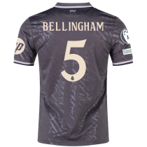 BELLINGHAM #5 RM 1:1 Quality Third Black Fans Jersey 2024/25 （UCL Font) ★★