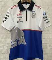 2025 Red Bull Racing White Blue T-Shirt 拉链有领