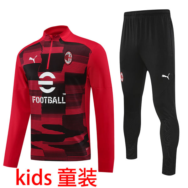 2025 AC Red  Kids Sweater Tracksuit