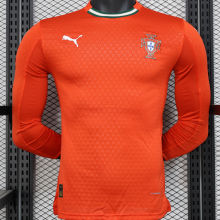 2025 Portugal Home Red Player Version Long Sleeve Soccer Jersey