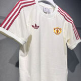 2025 M Utd Beige Cotton Retro Style Jersey