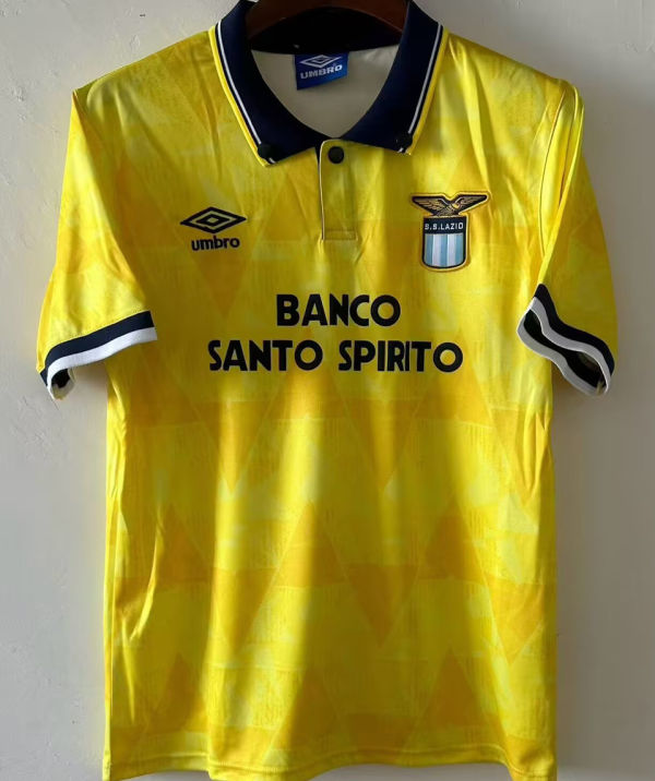 1991 Lazio Away Yellow Retro Soccer Jersey