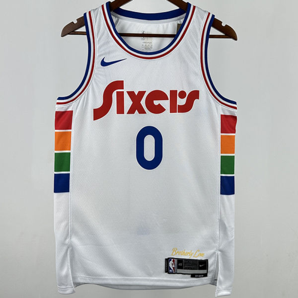 2025 76ers MAXEY #0 White City Edition NBA Jerseys 热压