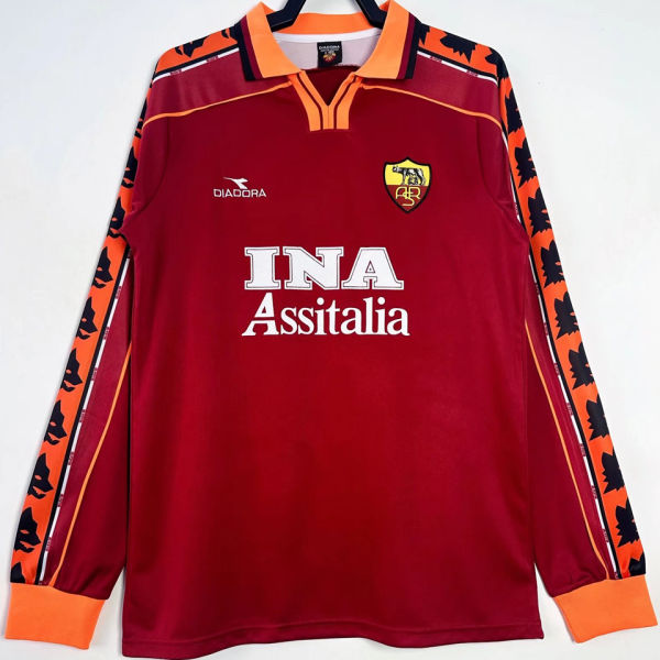 1998/99 Roma Red Home Retro Long SLeeve Soccer Jersey