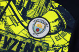 2025 Man City Fluorescent Green Kids Sweater Tracksuit 喷墨