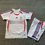 2006 France Away White Retro Kids Soccer Jersey
