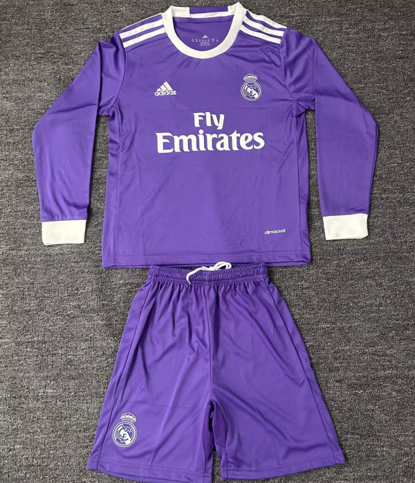 2016/17 RM Away Retro Kids Long Sleeve Soccer Jersey 长袖