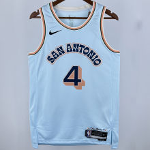 2025 Spurs FOX #4 Light Blue City Edition NBA Jerseys